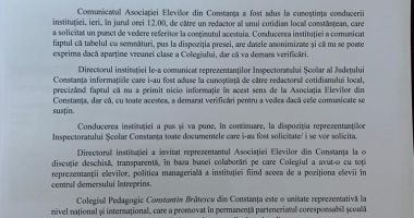 Stire din Cultură-Educație : Conducerea Colegiului Pedagogic invită reprezentantul AEC la o discuție transparentă, pentru lămurirea presupusei strângeri de fonduri