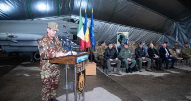 Ceremonie de schimbare a comenzii detașamentului Forțelor Aeriene Italiene, la Baza Militară Mihail Kogălniceanu