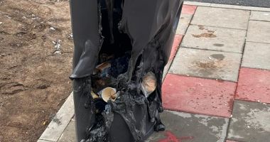 Stire din Social : Distrugerea coşurilor de gunoi a devenit un fel de sport local pentru unii constănţeni