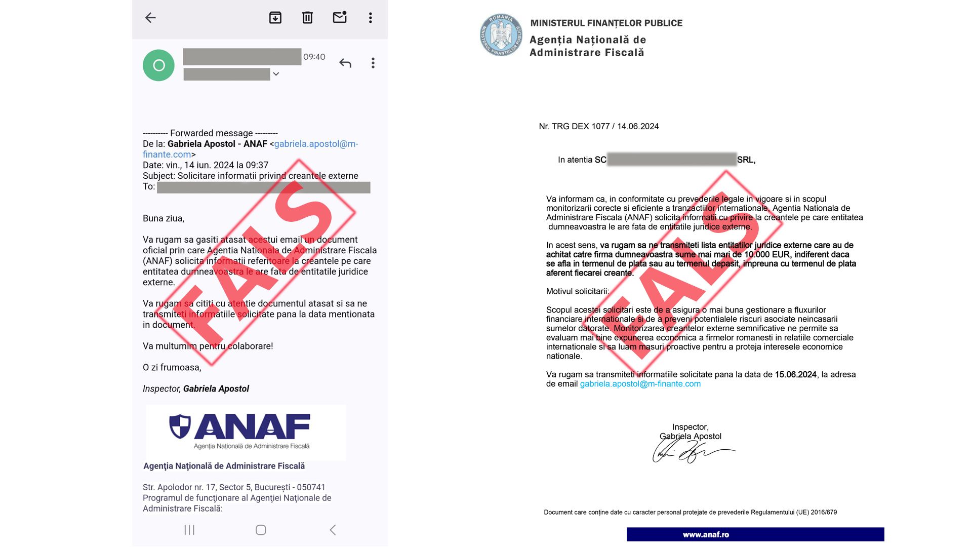 ANAF atenţionează în legătură cu o campanie de mesaje false transmise în numele instituţiei - 1-1718362720.jpg