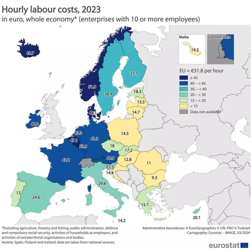 România și Bulgaria au avut, anul trecut, cele mai scăzute costuri orare cu forța de muncă din UE - costuri-ora-forta-de-munca-1711565358.jpg