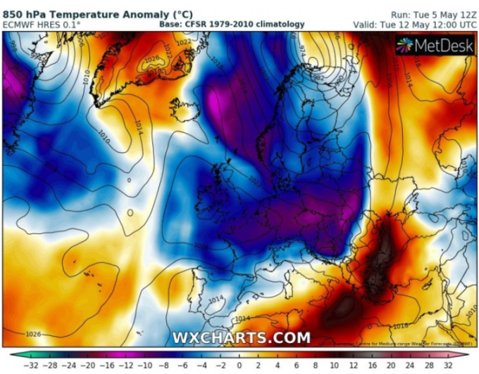 O masă de aer polar se îndreaptă spre România. Temperaturile pot scădea cu până la 12 grade Celsius - harta-1589015507.jpg
