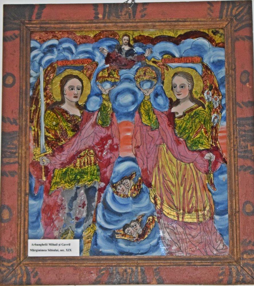 Icoană cu Sfinții Arhangheli Mihail și Gavriil, la Muzeul de Artă Populară - icoana-1636388753.jpg