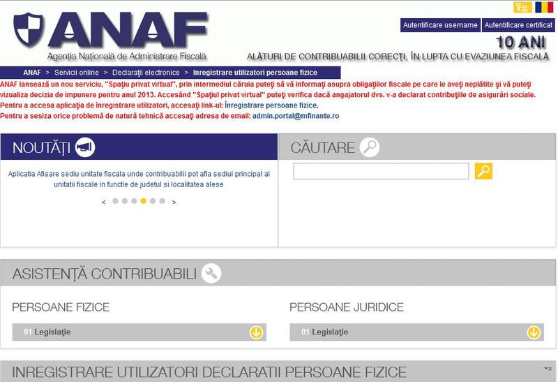 ANAF a lansat platforma online prin care persoanele pot afla date despre situația lor fiscală - image201409151811027441spatiuvir-1410790878.jpg