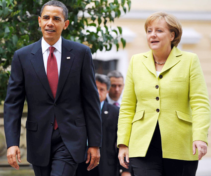 Obama și Merkel au discutat  despre criza din Zona euro, înainte de reuniunea Consiliului European - obamasimerkel-1311170796.jpg