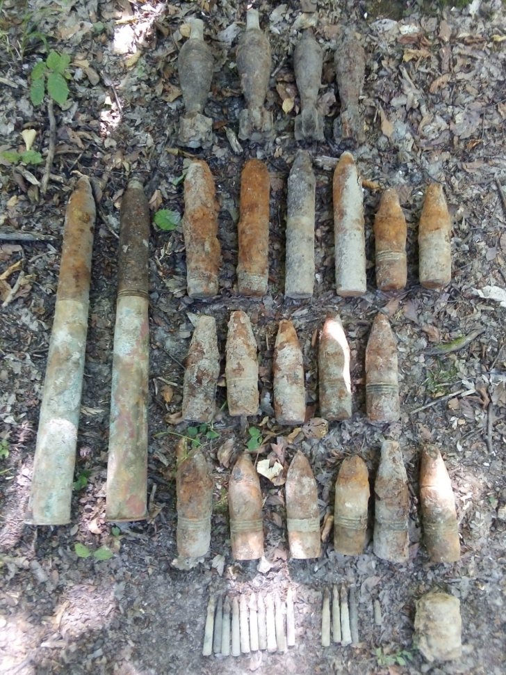 Arsenal de muniție neexplodată, descoperit într-o pădure - obuze253779300-1566982439.jpg