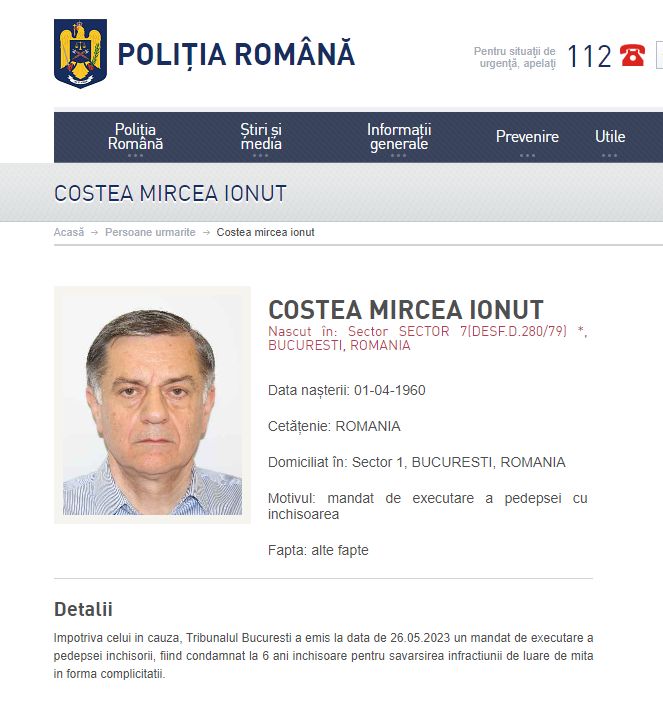 Cumnatul lui Mircea Geoană, dat în urmărire generală după ce a fost condamnat definitiv - politia-1685117453.jpg