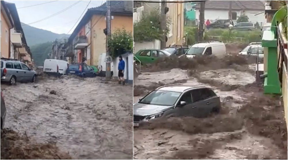 O rupere de nori a inundat mai multe străzi din Reșița. Orașul este sub atenționare de cod portocaliu - potop-1685380365.jpg