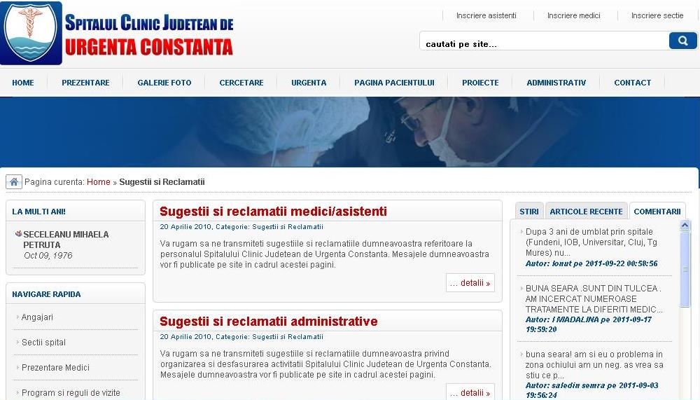 Reclamațiile postate pe pagina web a Spitalului Județean nu sunt băgate în seamă - spital-1317844687.jpg