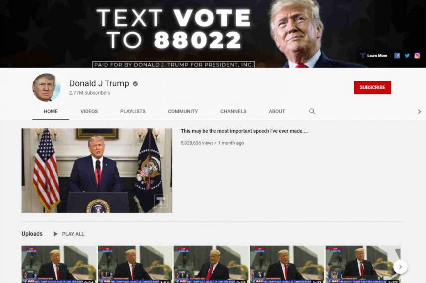 YouTube a blocat canalul lui Donald Trump pentru cel puţin 7 zile - trump-1610524888.jpg